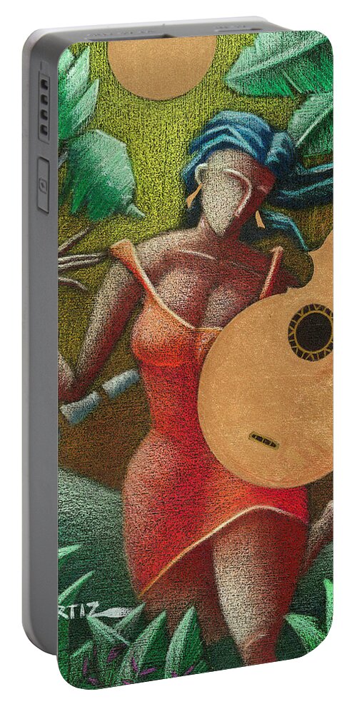Puerto Rico Portable Battery Charger featuring the painting Fantasia Boricua by Oscar Ortiz