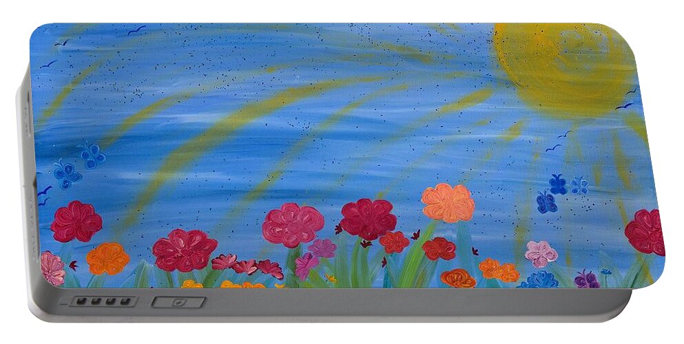Fantasy Portable Battery Charger featuring the painting Fantasy by Hagit Dayan