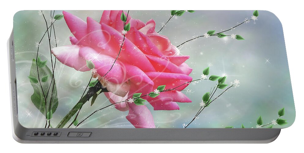 Art Portable Battery Charger featuring the digital art Fantasy Rose by Nina Bradica