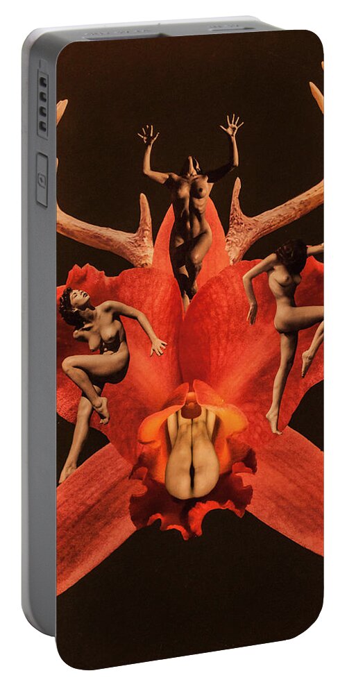 Flower Portable Battery Charger featuring the digital art Fantasy by Sergey Simanovsky