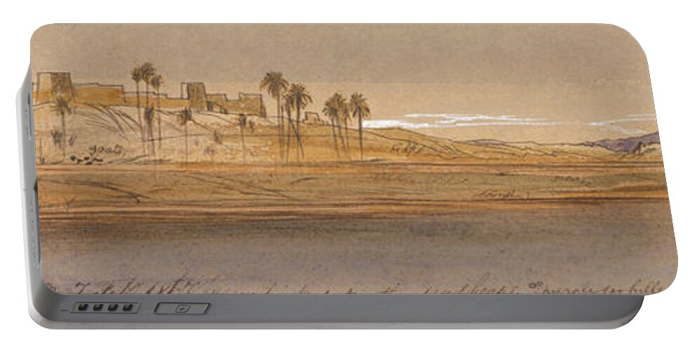 English Art Portable Battery Charger featuring the drawing Faras Westbank by Edward Lear