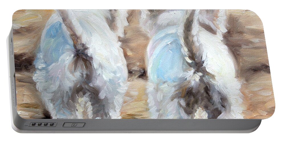 Westie Portable Battery Charger featuring the painting Farewell by Mary Sparrow