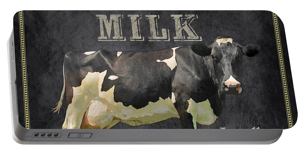Chalkboard Portable Battery Charger featuring the digital art Farm Fresh-JP2635 by Jean Plout