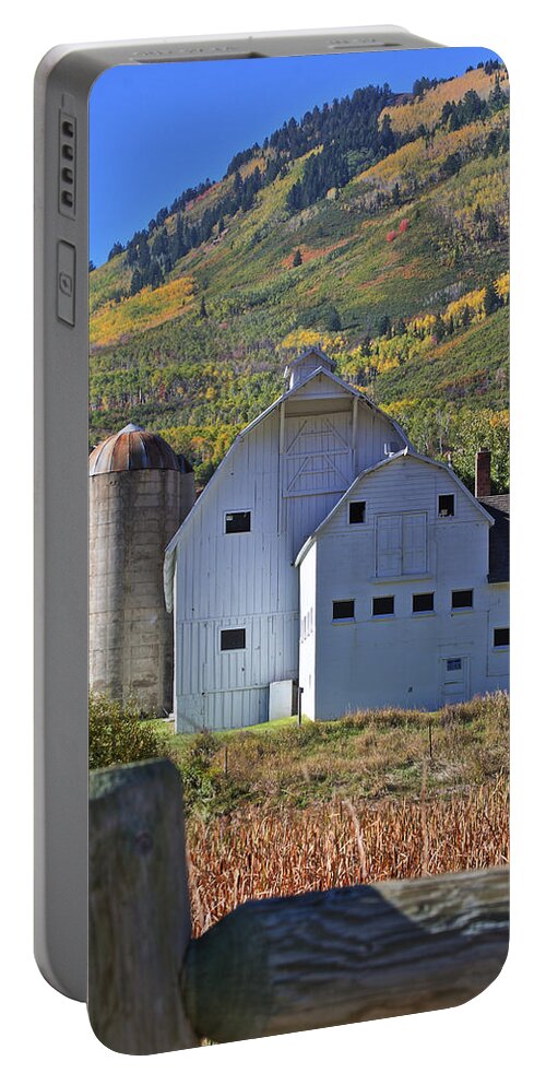 Farm Portable Battery Charger featuring the photograph Farm in Autumn Colors by Brett Pelletier