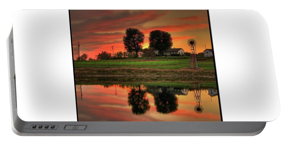 Farm Portable Battery Charger featuring the photograph Farm Sunset by Farol Tomson