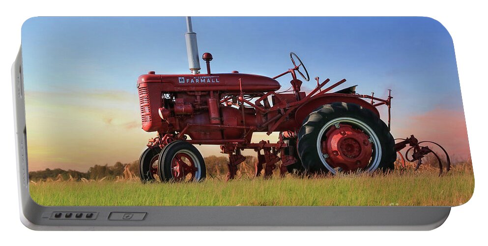 Farmall Portable Battery Charger featuring the photograph Farmall at Sunrise by Lori Deiter