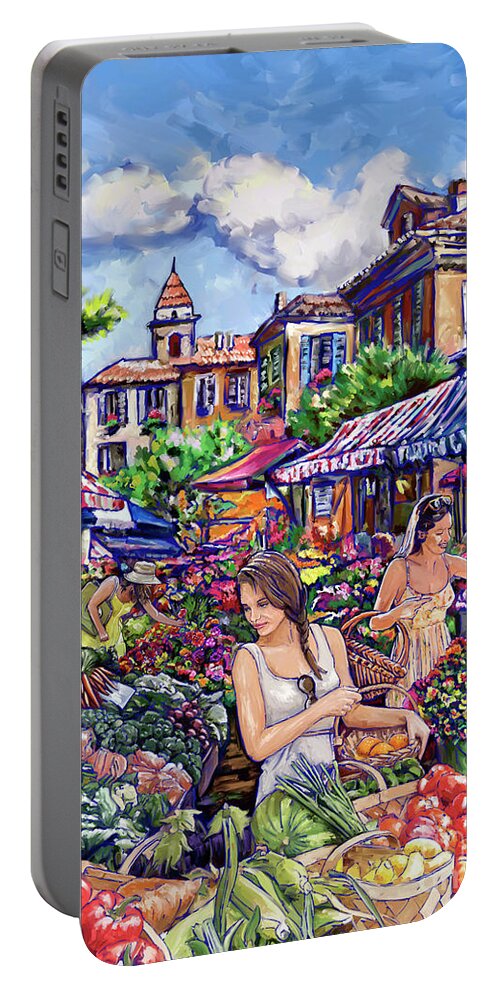 Farmer Market Portable Battery Charger featuring the painting Farmer Market by Tim Gilliland