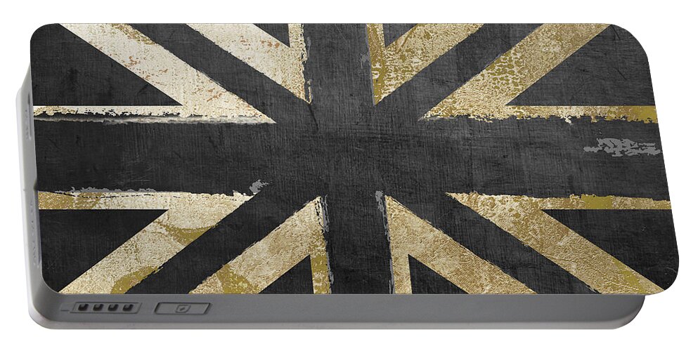 Britain Portable Battery Charger featuring the painting Fashion Flag United Kingdom by Mindy Sommers