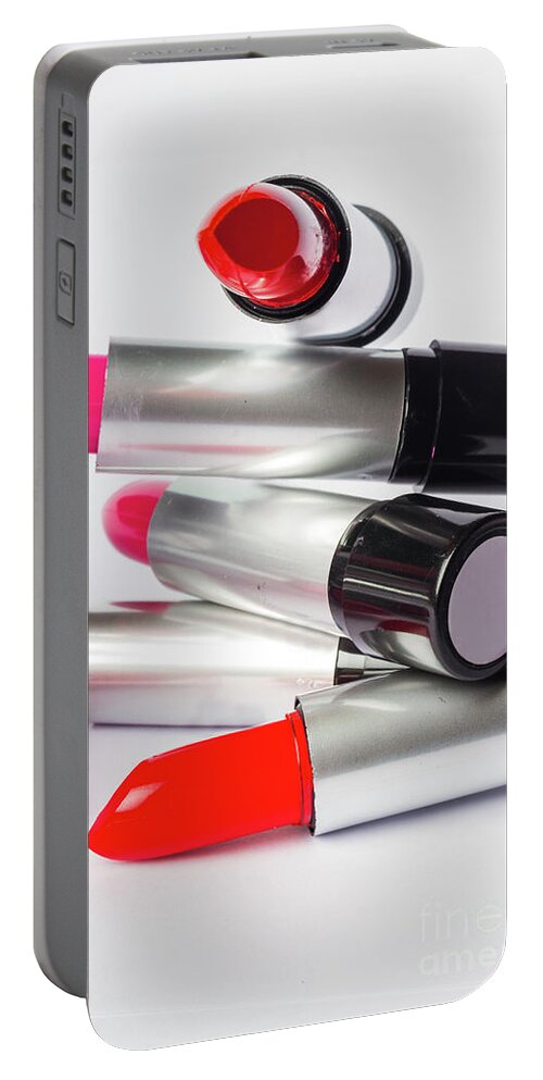Make-up Portable Battery Charger featuring the photograph Fashion model lipstick by Jorgo Photography