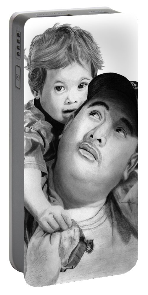 Father And Son Portable Battery Charger featuring the drawing Father and Son by Peter Piatt