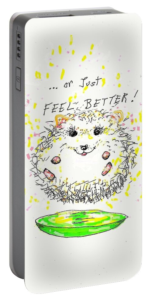 Hedgehog Portable Battery Charger featuring the drawing Feel Better by Denise F Fulmer
