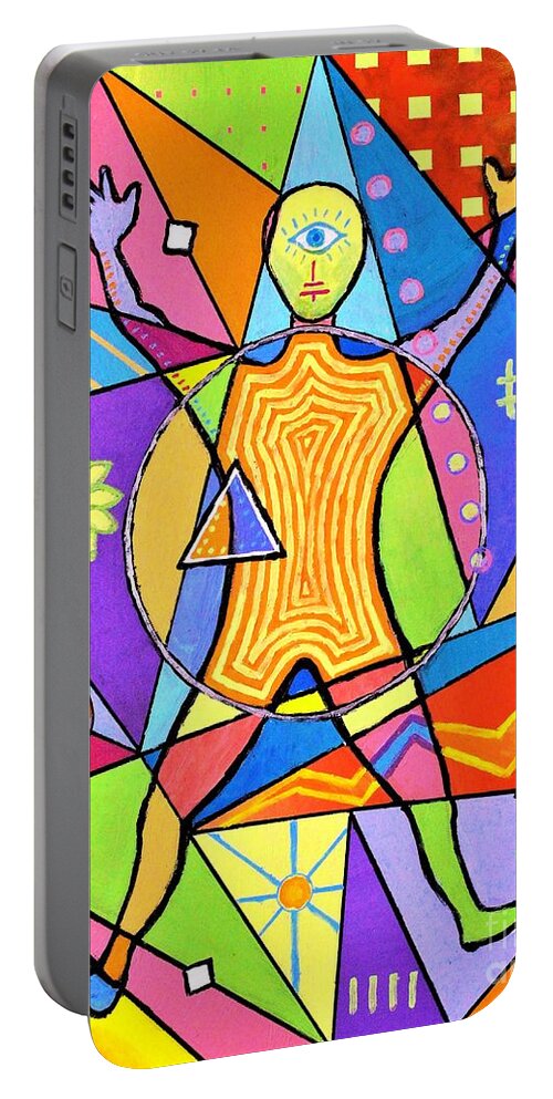 Feel Portable Battery Charger featuring the painting Feel The Vibes by Jeremy Aiyadurai