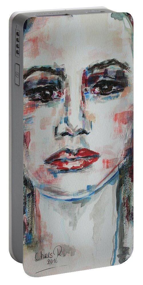 Portrait Portable Battery Charger featuring the painting Feels Like The World Upon My Shoulders by Christel Roelandt