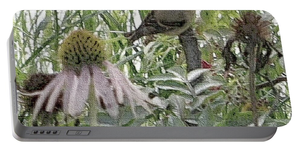 Photography Portable Battery Charger featuring the photograph Female Goldfinch by Kathie Chicoine