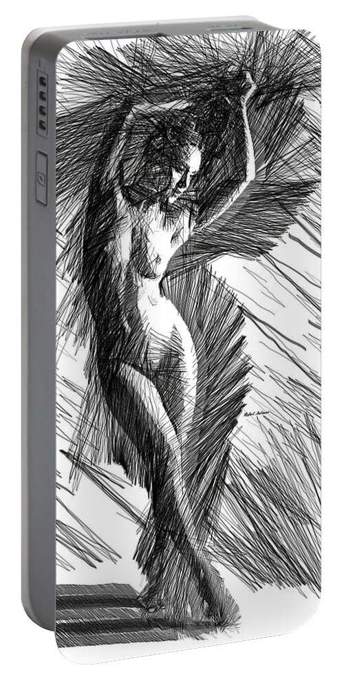 Rafael Salazar Portable Battery Charger featuring the digital art Female Pose for Studio Drawing 1446 by Rafael Salazar