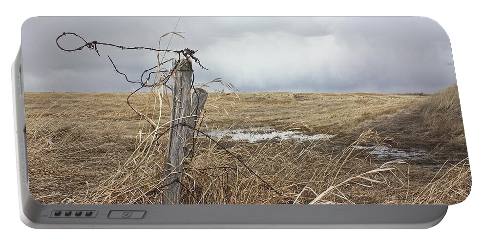 Rural Portable Battery Charger featuring the photograph Fencepost by Linda Bianic