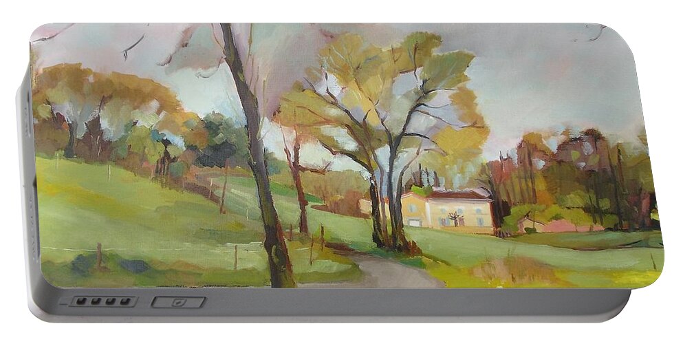  Portable Battery Charger featuring the painting Fenioux 1 by Kim PARDON