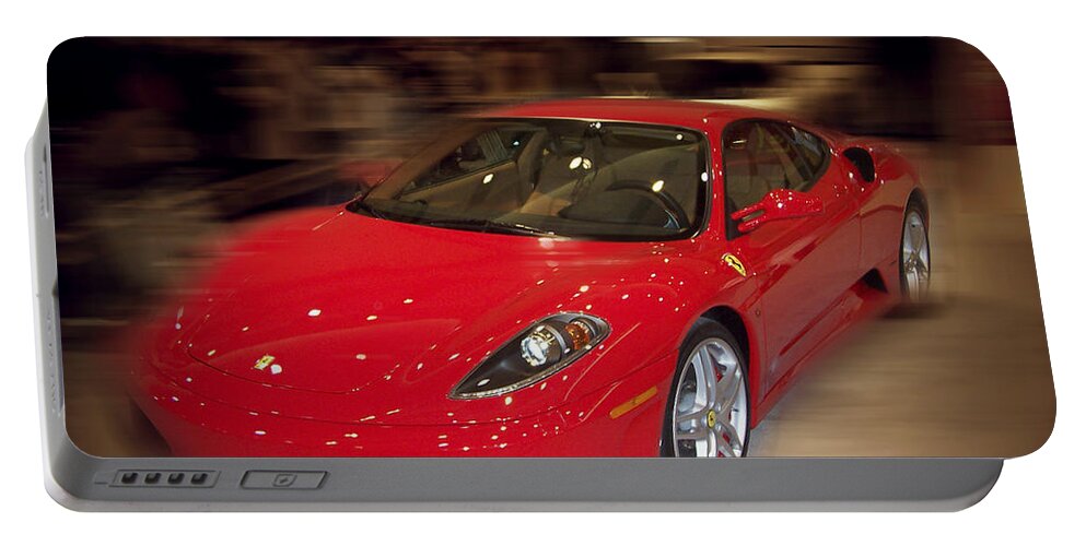 �auto Corner� Collection By Serge Averbukh Portable Battery Charger featuring the photograph Ferrari F430 - The Red Beast by Serge Averbukh