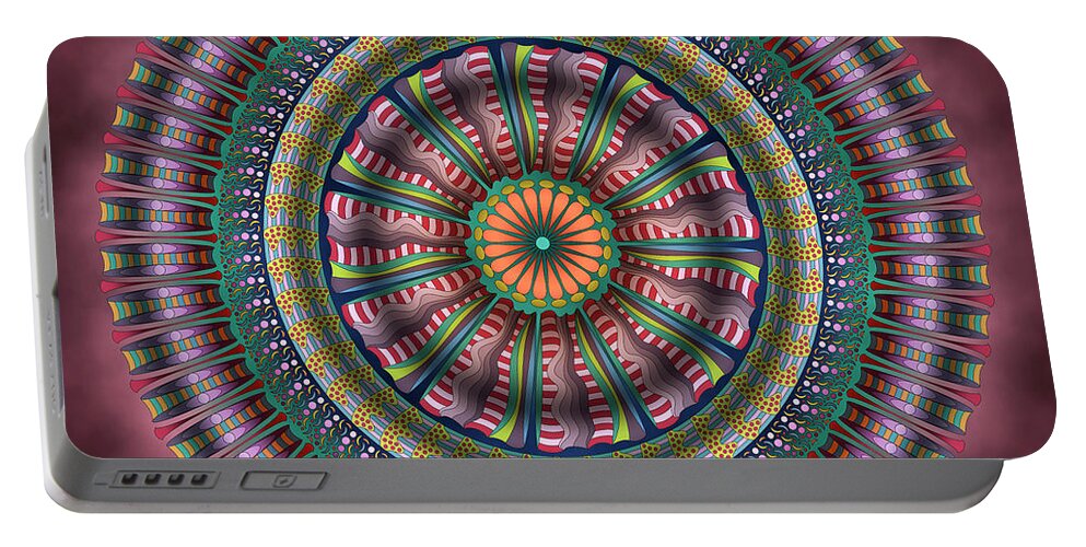 Experimental Mandalas Portable Battery Charger featuring the digital art Ferris Wheel by Becky Titus