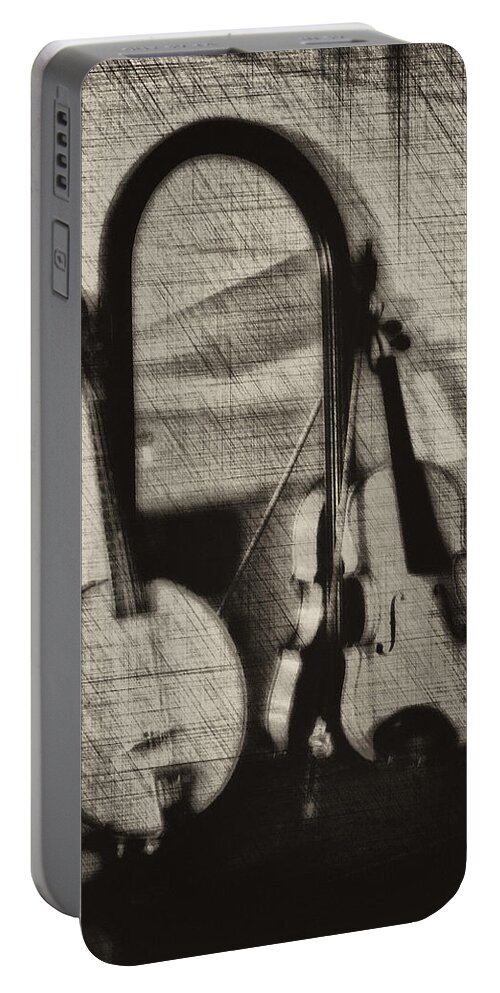 Fiddle Portable Battery Charger featuring the photograph Fiddle and Mandolin Banjo by Bill Cannon