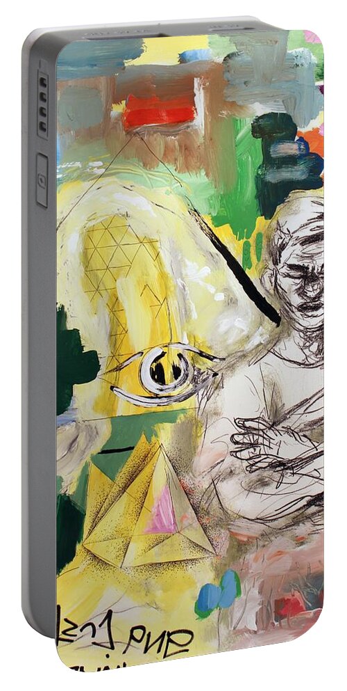 Abstract Portable Battery Charger featuring the mixed media Field by Aort Reed