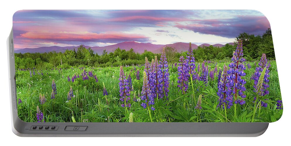 Franconia Notch Portable Battery Charger featuring the photograph Field of Lupine by Robert Clifford