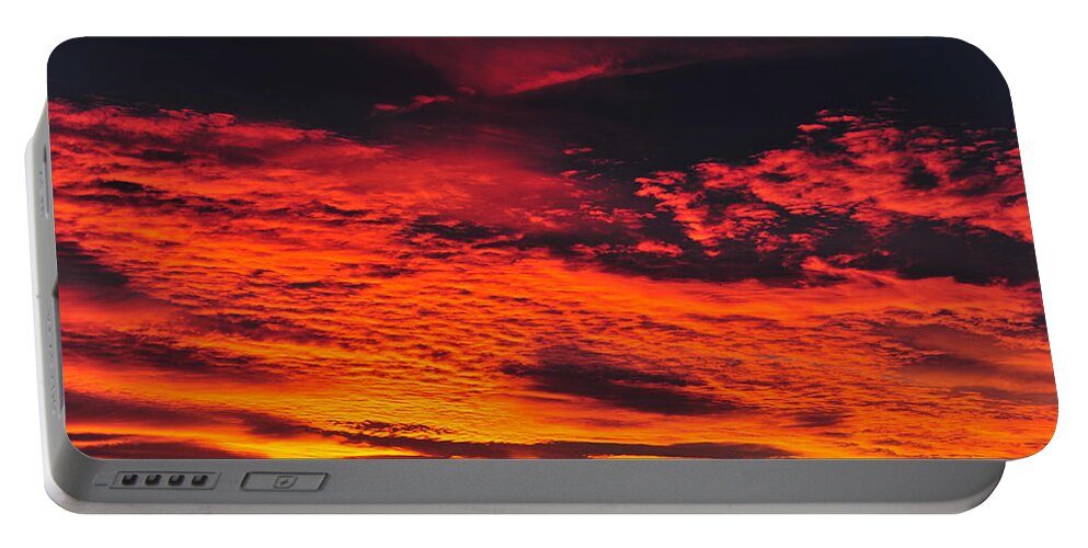 Sky Portable Battery Charger featuring the photograph Fiery Close of Day by Randi Grace Nilsberg
