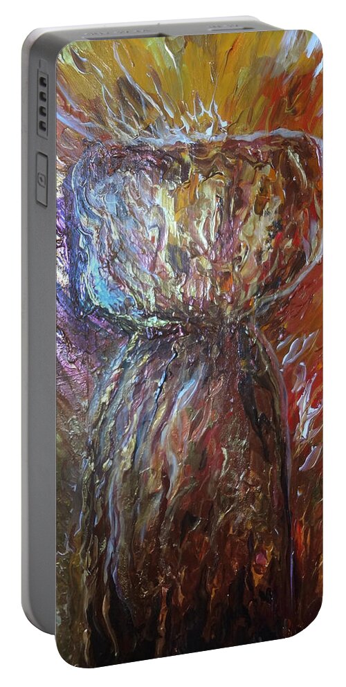 Fiery Portable Battery Charger featuring the painting Fiery Earth Latte Stone by Michelle Pier