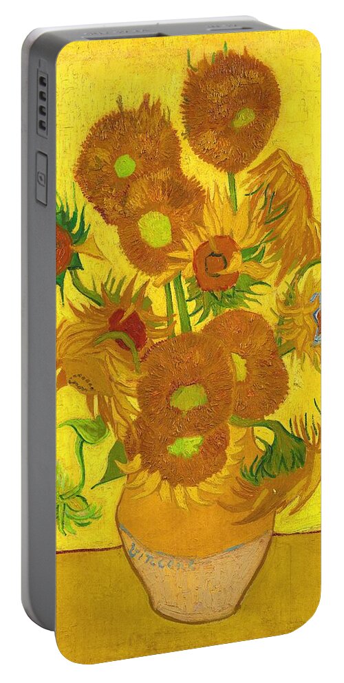Van Gogh Portable Battery Charger featuring the painting Fifteen Sunflowers In A Vase by Vincent Van Gogh