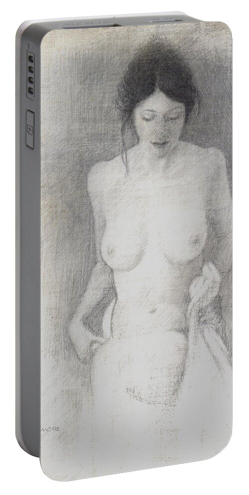 Breasts Portable Battery Charger featuring the drawing Figure Study 6 by David Ladmore