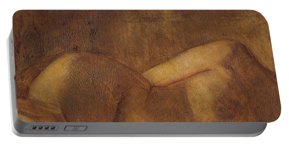 Nude Portable Battery Charger featuring the painting Figure Study by David Ladmore