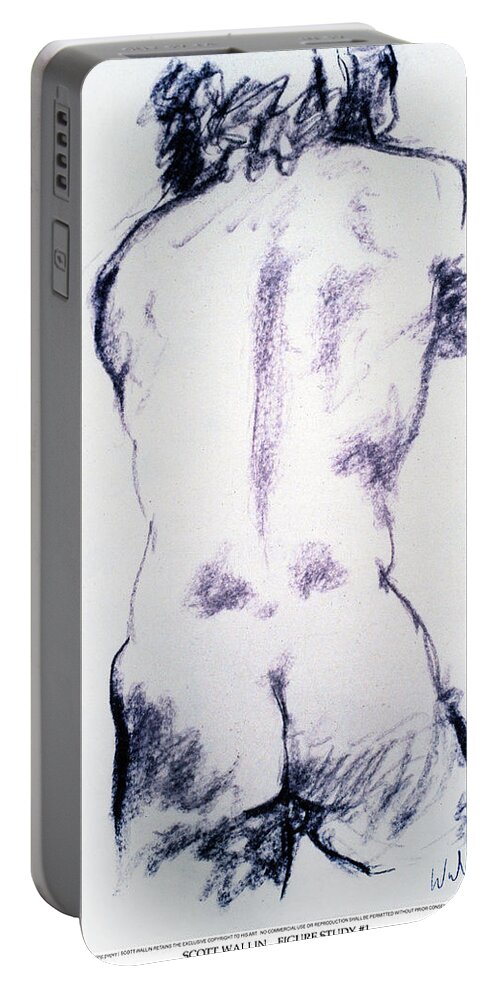 A Set Of Figure Studies Portable Battery Charger featuring the drawing Figure Study One by Scott Wallin