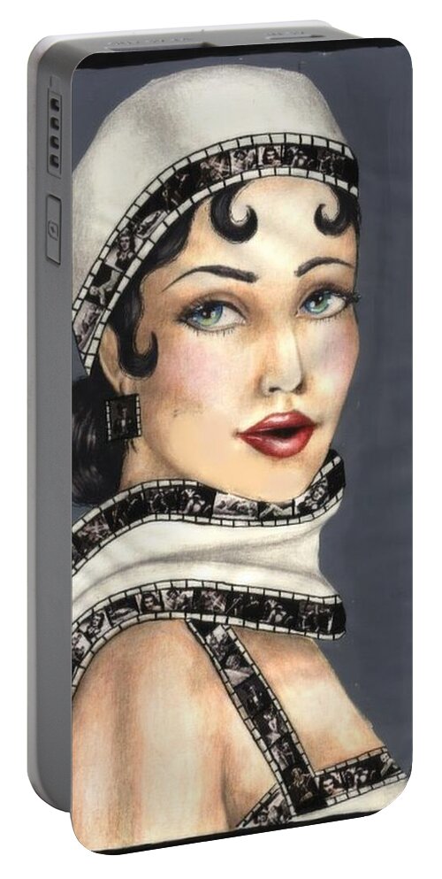 Portrait Portable Battery Charger featuring the drawing Film 2 by Scarlett Royale