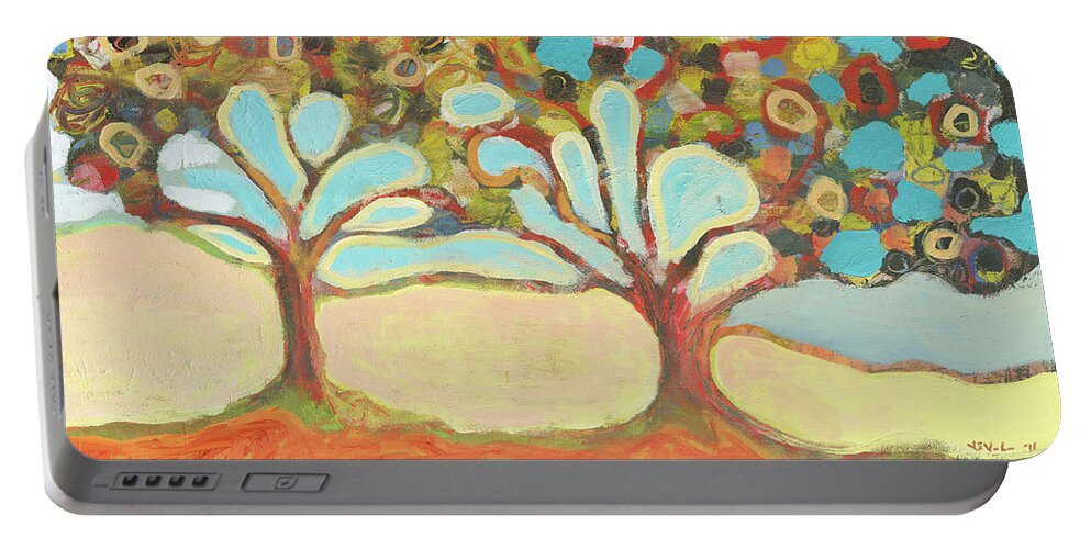 Tree Portable Battery Charger featuring the painting Finding Strength Together by Jennifer Lommers