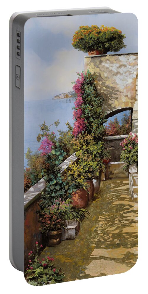 Fòloral Portable Battery Charger featuring the painting Fiori Ovunque by Guido Borelli
