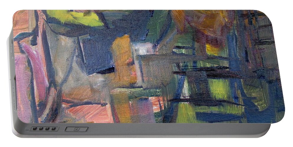 Abstract Of City Fire Portable Battery Charger featuring the painting Fire and Ice by Betty Pieper
