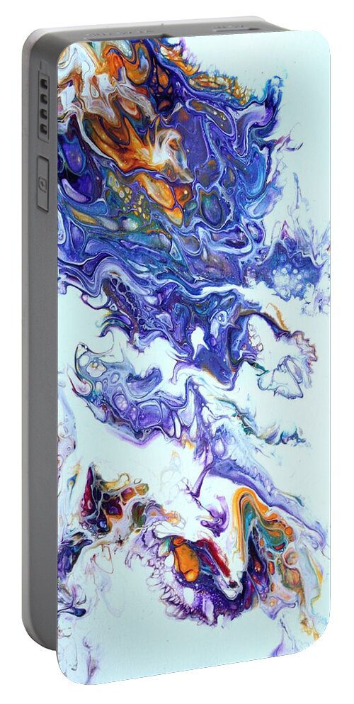 Smoke Portable Battery Charger featuring the painting Fire Ball by Jo Smoley