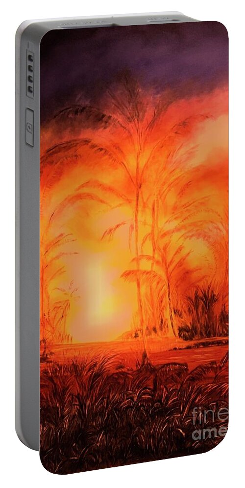 Leilani Portable Battery Charger featuring the painting Moku Glow by Michael Silbaugh