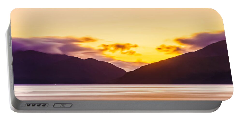 Ballachulish Portable Battery Charger featuring the photograph Fire in the Mountains. by John Paul Cullen