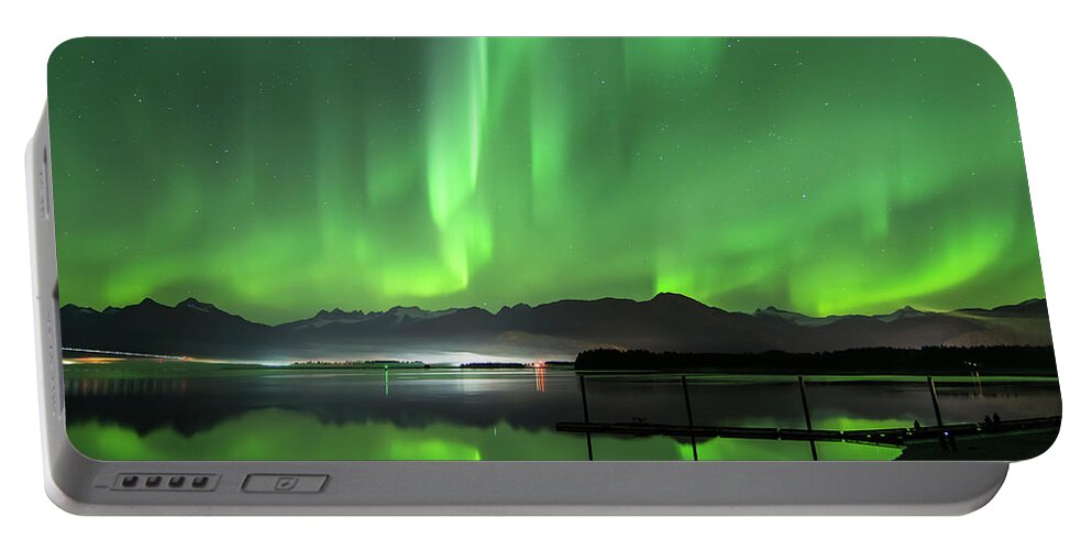Northern Lights Portable Battery Charger featuring the photograph Fire in the Sky by David Kirby