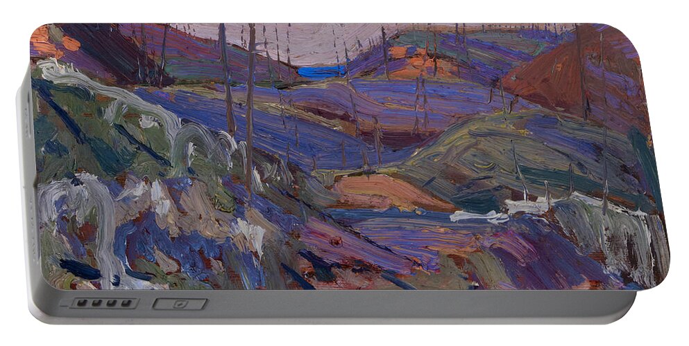 20th Century Art Portable Battery Charger featuring the painting Fire-Swept Hills by Tom Thomson