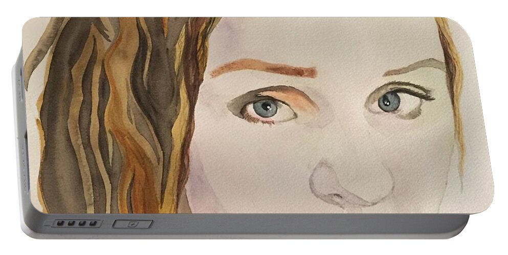 Woman Portable Battery Charger featuring the painting Firefly by Sonja Jones