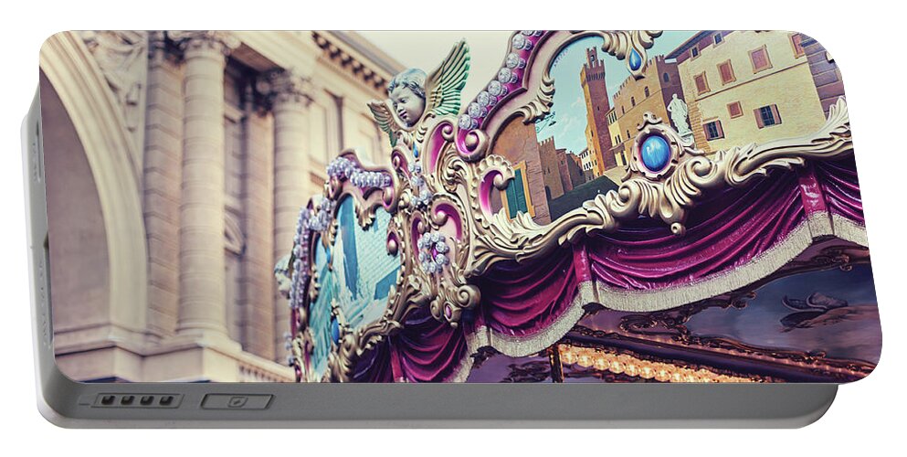 Carousel Portable Battery Charger featuring the photograph Firenze Carousel by Melanie Alexandra Price