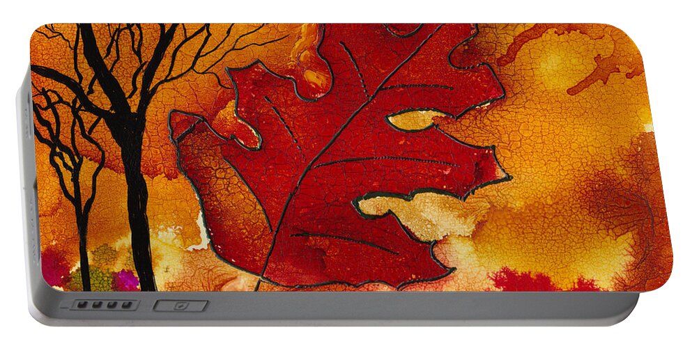 Fire Portable Battery Charger featuring the painting Firestorm by Susan Kubes
