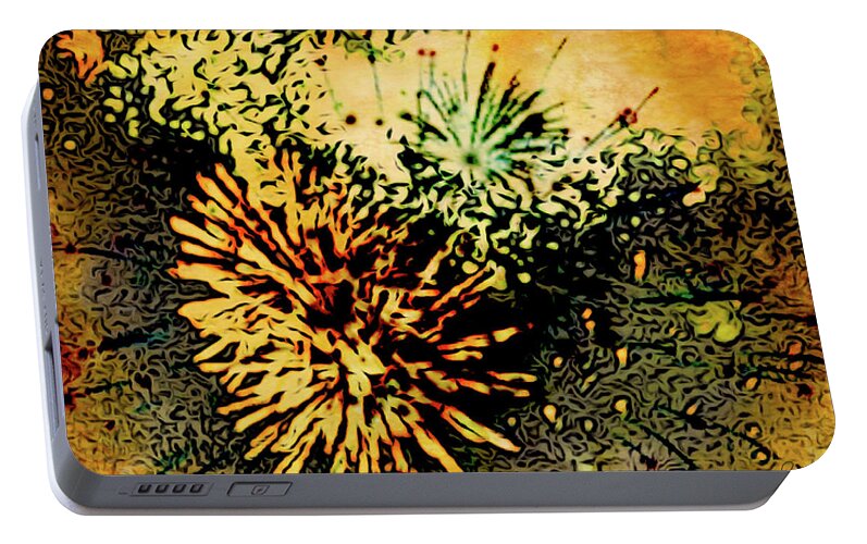 Fireworks Portable Battery Charger featuring the painting Fireworks 1 by Joan Reese