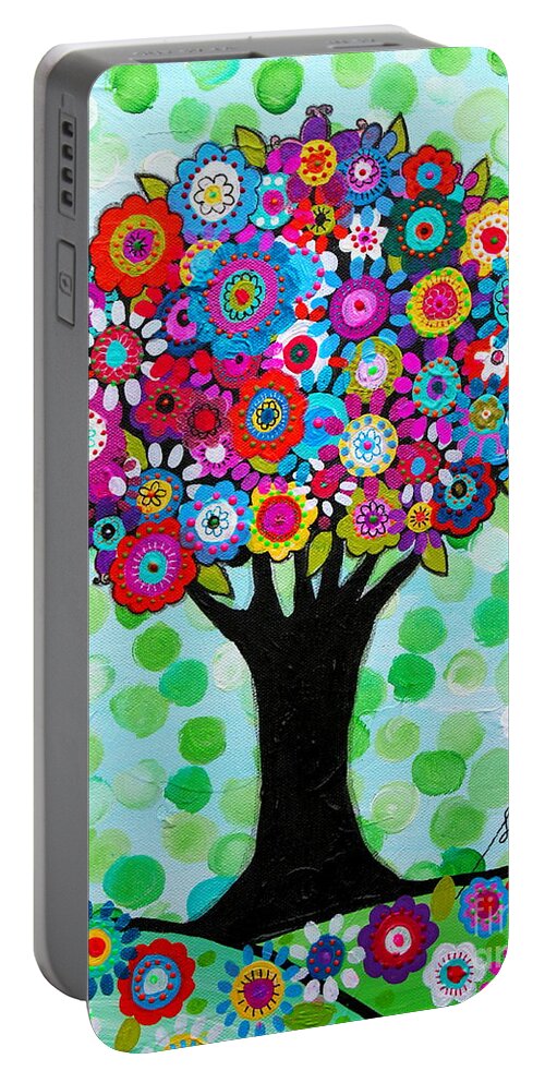 Tree Of Life Portable Battery Charger featuring the painting First Day Of Spring by Pristine Cartera Turkus