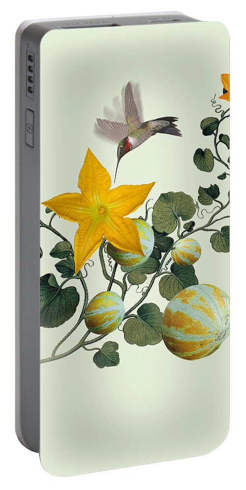 Melon Portable Battery Charger featuring the digital art First Garden by M Spadecaller