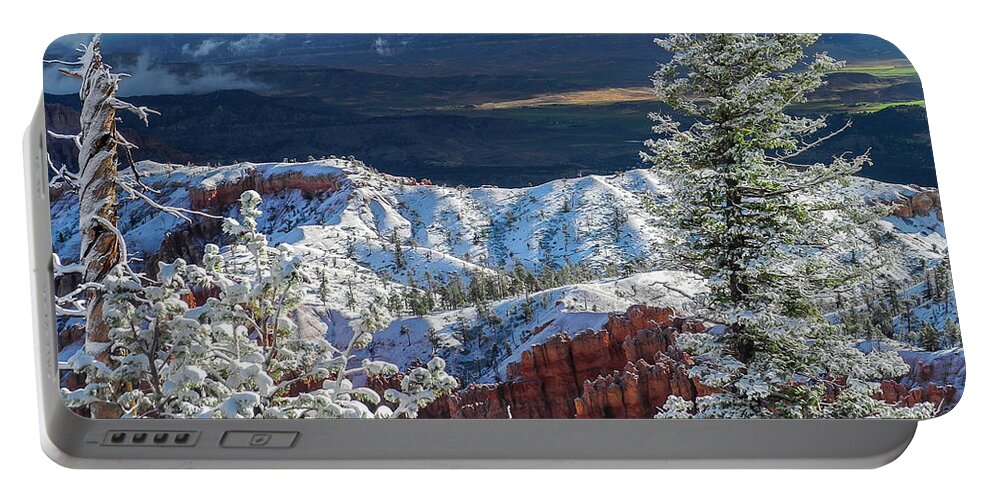 Bryce Canyon Portable Battery Charger featuring the photograph First Snow by John Roach
