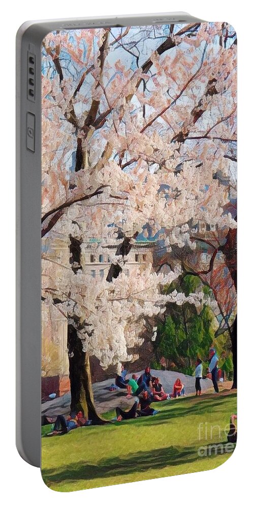First Warm Day - New York Portable Battery Charger featuring the photograph First Warm Day - New York by Miriam Danar