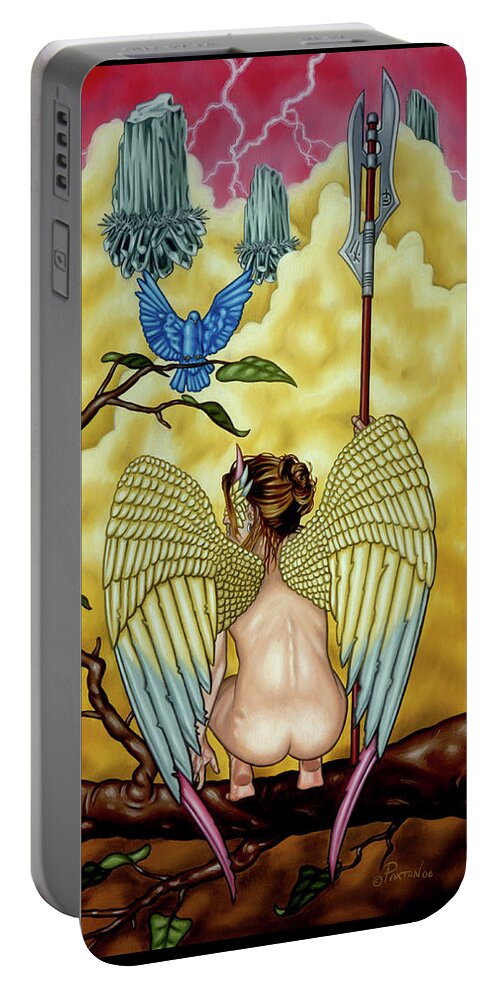 Fantasy Portable Battery Charger featuring the painting First Watch by Paxton Mobley